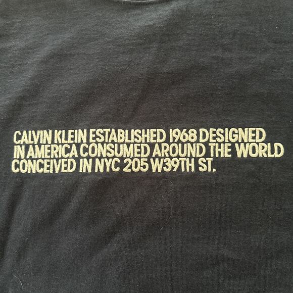 Calvin Klein Shirt Mens Small Navy Blue 205W39NYC Made in Italy Embroidered Crew - Picture 3 of 11